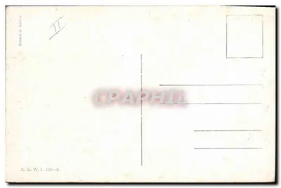 Trzy młode kobiety w tradycyjnych strojach holenderskich grające na lodzie — wydawca L. K. W. I. n° 343-5 — Rewers