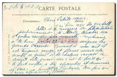 Duas jovens Agricultoras em seu bidette de aparência — A Normandia — A Bilhete postal antigo Bernardi, Caen, n°24 — Verso