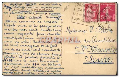 Mulher tricotando — cena de campo — Le Gubey — Verso