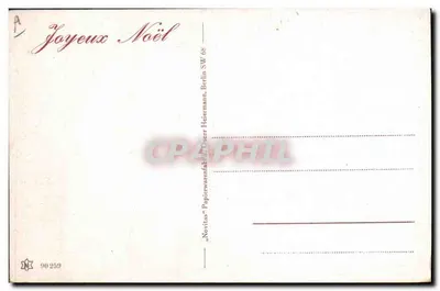 Papai Noel no seu ateliê — decoração de Natal — Novitas Papierwerke Heiermann, Berlim SW — Verso