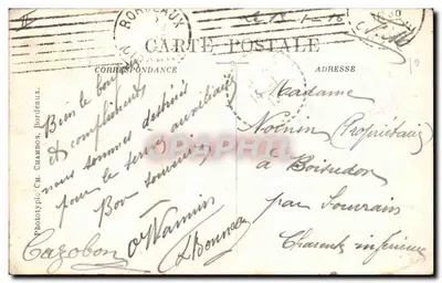 Bordeaux — Hotel dos Correios — C.B. — Verso