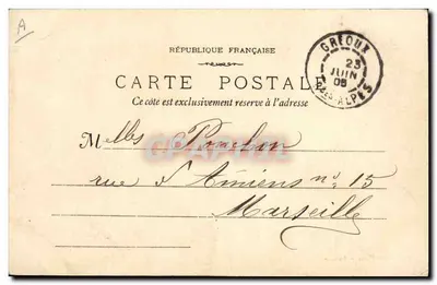 Antieke ansichtkaart Hotel des Postes Greoux les Bains — Achterkant