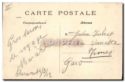 Clermont-Ferrand (Puy-de-Dôme) — A Postagem, Telégrafo e Telefone — L'Hirondelle, Paris — Verso
