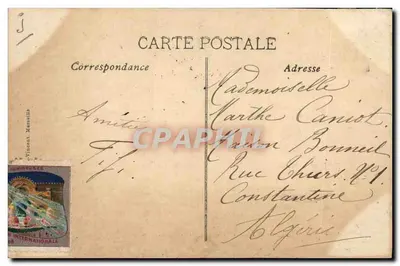 Exposition Internationale d'Électricité — Salle de Correspondance — Marseille, 1908 — Verso