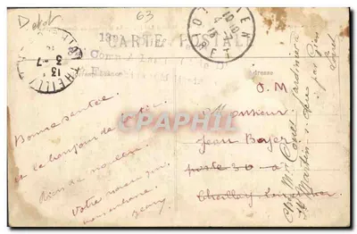 Bilhete postal antigo Auvergne Camp de Bourg Lastic O vendedor de Cartões Postais Militaria TOP — Verso