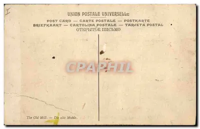 Stara pocztówka Młynek wiatrowy Decanis Szkoła Prowencka Stary młynek Muzeum Longchamp Marsylia — Rewers