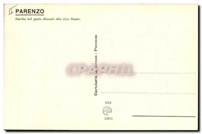 Bareches na porcie w Pârenzo — rzeka Dante — Cartolera G. Coana, n°22611 — Rewers
