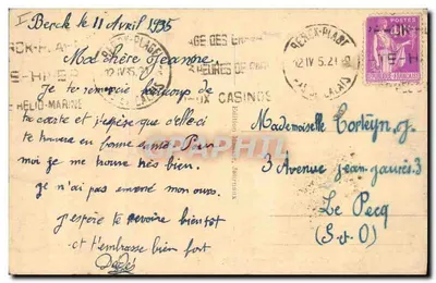 Berck-Plage - Bateaux au large — Wydawnictwo W. Journaux, nr 6004 — Rewers