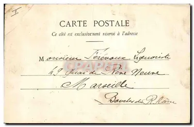 Bilhete postal antigo — Barco de pesca Nice O porto e a igreja — Verso
