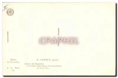 Żegnanie Napoleona z Garde Imperiale w Fontainebleau – 20 kwietnia 1814 – H. Vernet, pinxit. — Rewers