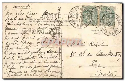 Campo de Châlons — A Artilharia montada e os Obstáculos — Meia volta em um Caminho estreito — Livraria Militar Guérin, Mourmelon — Verso