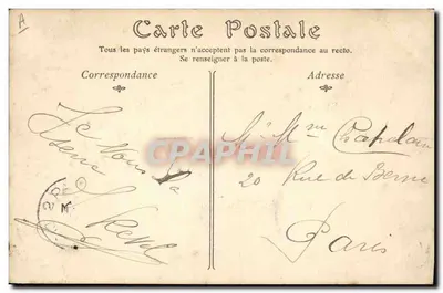 Camp CHALONS — Szkoły ognia, ciężka artyleria z armatami 155 krótkich, model 1890, na platformie — Rewers