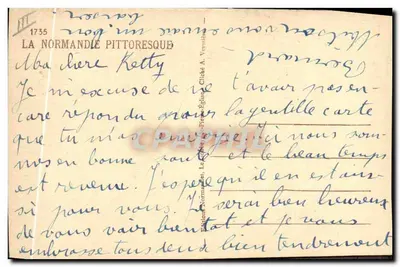 Wnętrze normandzkie — Stara pocztówka N°1735 — Wydawnictwo Normandzkie, V. Vessière — Rewers