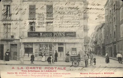 Béziers — Imprimerie Marius Pons — Éditeur imprimé sur la carte