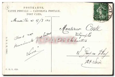Bilhete postal antigo Moulin a vent f du Chatel Paisagem holandesa — Verso