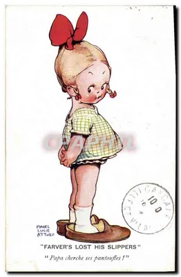 Papa busca seus chinelos! — Mabel Lucie Attwell — série 'Attales' — editor: Attales