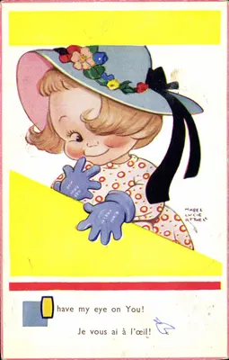 Menina com chapéu florido — olho em você — Mabel Lucie Attwell, n°5647