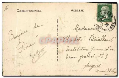 Bilhete postal antigo Dolmen Menhir Poitiers O dolmen da pedra levada — Verso