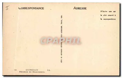 Menhir di Manemeus — Quiberon — editore LL — Verso