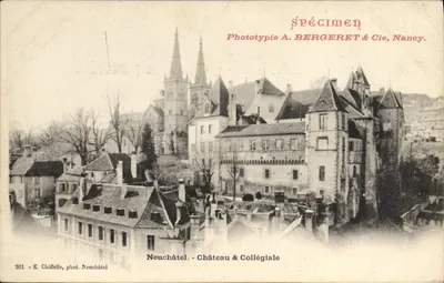 Neuchâtel - Castelo & Catedral — Espécime — Fototipia A. BERGERET & Cie, Nancy, n°201