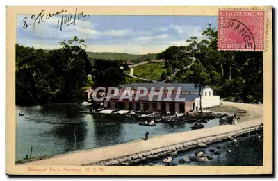 Bilhete postal antigo Parque Nacional Sydney NSW Austrália