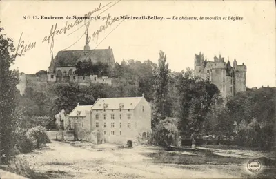 Montreuil-Bellay — O castelo, a moinha e a igreja — Nouveller Saumur Galeries, NG 13