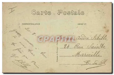 Bilhete postal antigo Moinho de água Romazy Moinho do Gue Morin — Verso