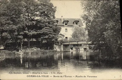 Combs-la-Ville — Bordas do Yerre — Moinho de Varennes — Hotel de la Gare — Col. Saulnier, tabacs