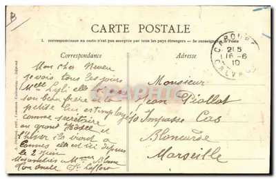 Mulher em traje normando — História do traje na Normandia — A Dentellière — A. Dubosq, editor. Calvados — Verso