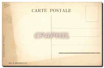 Stift und Tintenfass — französische Ansichtskarte mit 10 Cent-Stempel — Verlag M. Bertola-Lyon — Rückseite