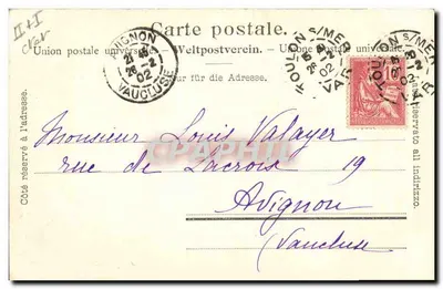 Bilhete postal antigo Contre a luz Mulher Crianças Piano — Verso