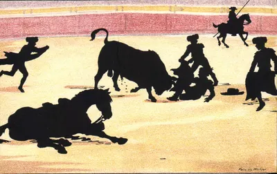 Batalha de touros — cena de corrida — Vaugas & Cie, Genebra, n° 195