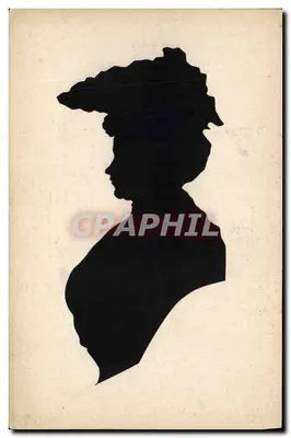 Silhueta de uma mulher — perfil — carta postal francesa