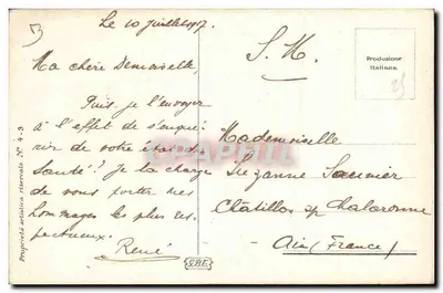 Fille avec un chien — illustration ovale — éditeur 'Produzione Italiana' (verso) — Verso