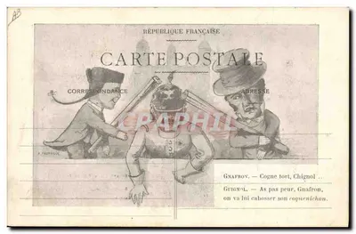Gnafron i Guignol — satyryczna karikatura — A. Tourville — Rewers