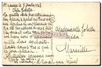 Gatinho em um cesto de vime — St. Maurice, 5 de janeiro de 1943 — Reprodução Art-Note n°5092 — Verso