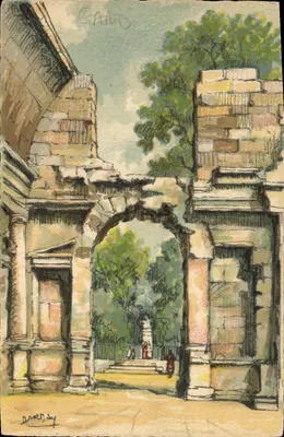 Nîmes - O Templo de Diana (interior) — nos Jardins de Fontaine — n° 3132 E
