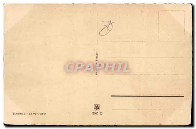 Bilhete postal antigo Fantasia Ilustrador Barday Biarritz O porto antigo — Verso
