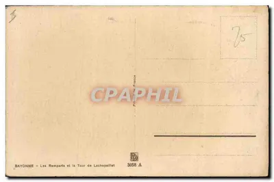 Bayonne - Os Muros e a Torre de Lachepaillet — editor Barday, n° 3058 A — Verso