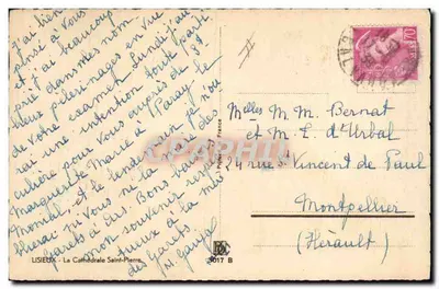 Lisieux — Catedral de São Pedro — editor L. Baudry, n° 3017 B — Verso