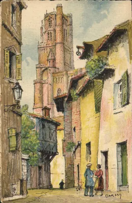 Albi - A Rua dos Padres e a Catedral — desenho de Barday