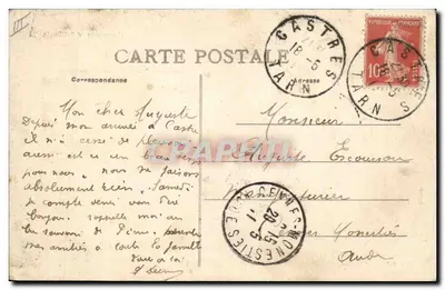 Manœuvre d'Artillerie — Caud, Barrage du Melli, Castres — Verso