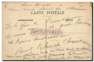 Gare de Bernay — cena de viajantes — E.H. Galky — Verso