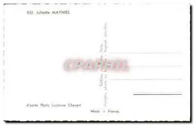 Juliette MAYNIEL — portret — Éditions du Globe, Paryż, n°835 — Rewers