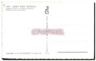 Mary Mac Donald — gwiazda filmu «Le Kid en Kimono» — Wydawnictwo P. L., Paryż — Rewers