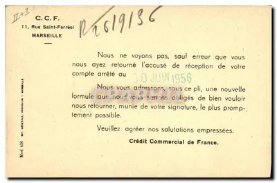 Crédito Comercial da França — sede na avenue des Champs-Élysées — Fortin, Paris - Nevers — Verso