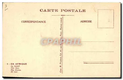 Na África — O Sol. The Sun. Die Sonne. Et Sol. — R. Prudent, Editor, 41, rue Prudent, Paris — Verso