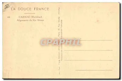 Carnac — Allineamenti del Ker Ménec — Editore: La Douce France, n°44 — Verso