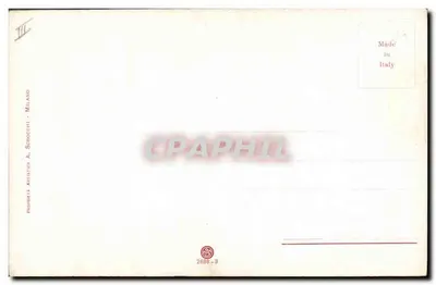 Mulher jovem com chapéu de penas — ilustração — Propriedade Artística A. Sorocochi, Milão — Verso
