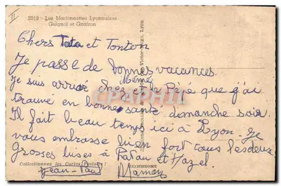 Marionetas Guignol e Gnafron — Lembrete de LYON — editor IRIS — Verso